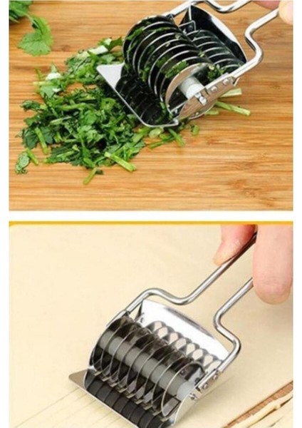 Paslanmaz Çelik Hamur Kesme Aparatı Metal Saplı 9 Bıçaklı Erişte Makarna Kesme Aleti fırsatları