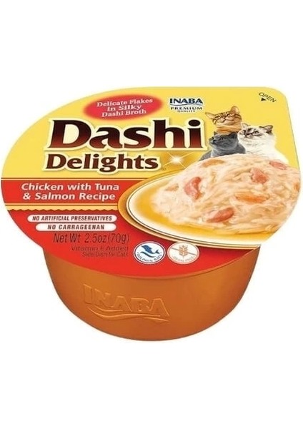 Inaba Ciao Dashi Delights Tavuklu Ton ve Somon Balıklı Kedi Çorbası 70 gr