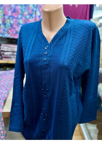 Kadın Triko Taş Detaylı Bluz Kazak