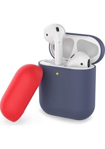 Airpods Kılıf Airpods1-2 Nesil Uyumlu Yedek Kapak Hediyeli Silikon Mat Kılıf Pt-38 Lacivert Mavi