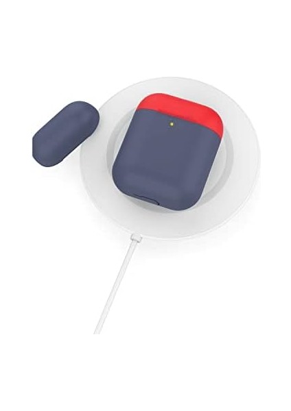 Airpods Kılıf Airpods1-2 Nesil Uyumlu Yedek Kapak Hediyeli Silikon Mat Kılıf Pt-38 Lacivert Mavi