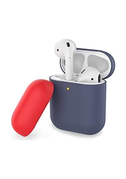 Airpods Kılıf Airpods1-2 Nesil Uyumlu Yedek Kapak Hediyeli Silikon Mat Kılıf Pt-38 Lacivert Mavi