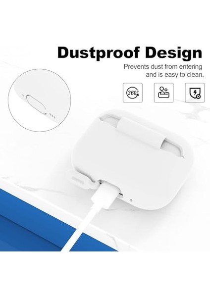 Apple Airpods Pro 2 Kılıf, Tam Koruyucu Özellikli Yumuşak Silikon Airpods Aksesuar Kılıf Apple ile Uyumlu Airpods,kadın Erkek, Anahtarlıklı Kablosuz ve Kablolu Şarj Özellikli Kılıfı, Beyaz modelleri