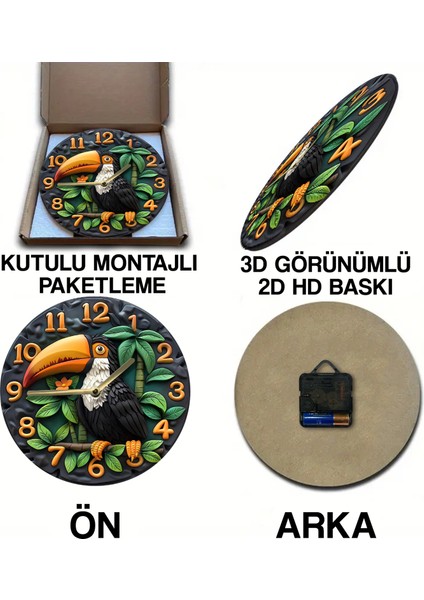 Sessiz Yuvarlak Ahşap Duvar Saati, Kuvars Hareketli 2d Kedi Desen 2d Ahşap Kutulu SDW012