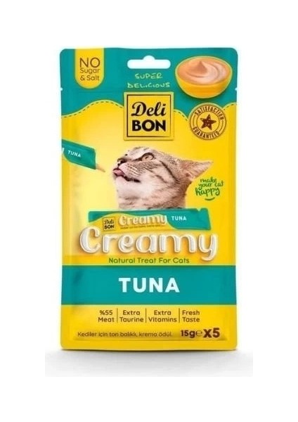 Delibon Creamy Ton Balıklı Sıvı Kedi Ödül Maması 5X15 gr