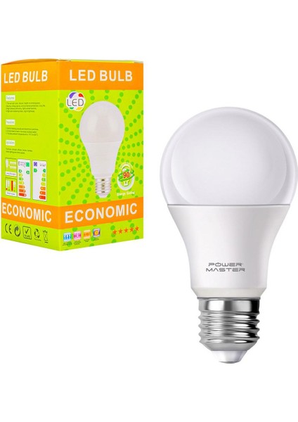 E27 9 Watt 6500K Beyaz LED Ampul Enerji Tasarruflu