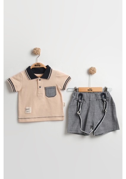 Lacost Tarz Askılı Erkek Bebek Şortlu Yazlık Takım 9-12-18 Ay - %100 Organik Pamuk