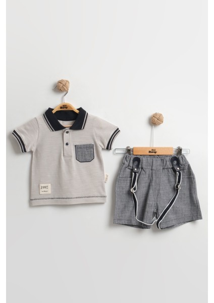 Lacost Tarz Askılı Erkek Bebek Şortlu Yazlık Takım 9-12-18 Ay - %100 Organik Pamuk