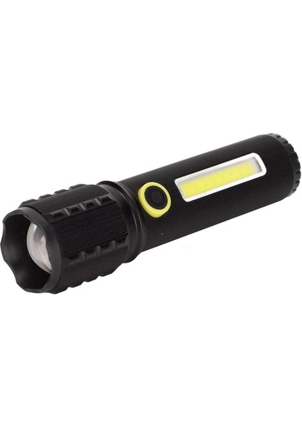 Jf-72 Power Led, Cob LED Zoomlu Flash Özellikli Şarjlı Metal Kasa Profesyonel El Feneri