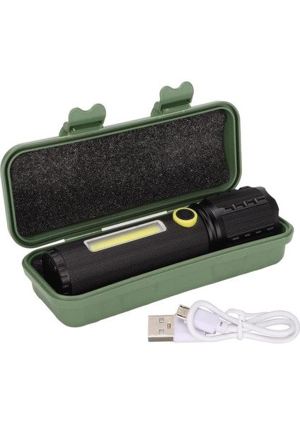 Jf-72 Power Led, Cob LED Zoomlu Flash Özellikli Şarjlı Metal Kasa Profesyonel El Feneri