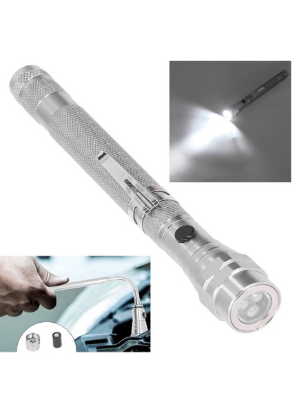 MX-2808 Mıknatıslı 360 Derece Döner Başlıklı 3 Ledli Beyaz Işık El Feneri
