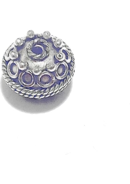 Takı Yapımı 2 Adet 925 Ayar Desenli Gümüş Top Boncuk 8 mm 3.20 Gram No. 6490