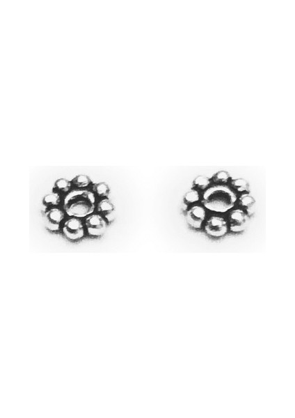 Takı Yapımı 10 Adet 925 Ayar Gümüş Papatya Charm 6 mm 2 Gram No. 2958