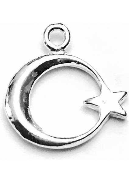 Takı Yapımı 2 Adet 925 Ayar Gümüş Ayyıldız Charm 17 mm 2.50 Gram No. 6939