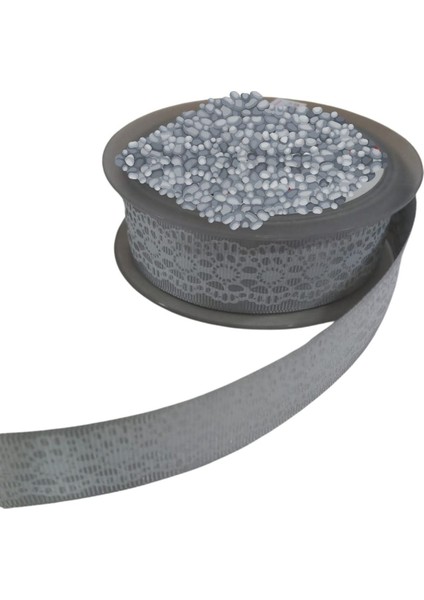 Tafta Dantel Görünümlü Kurdele Gri 25 mm 2 Metre fiyatları