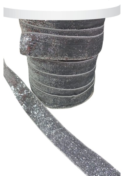 Kadife Kurdele Simli 2 cm Gümüş 10 Metre