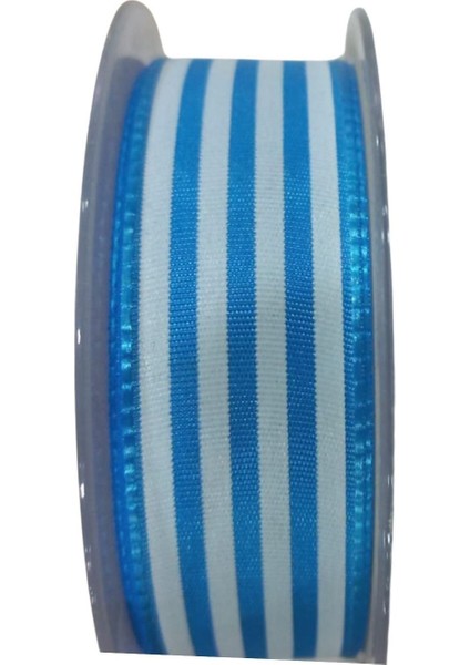 Tafta Çizgi Desen Kurdele 25 mm Mavi 2 Metre
