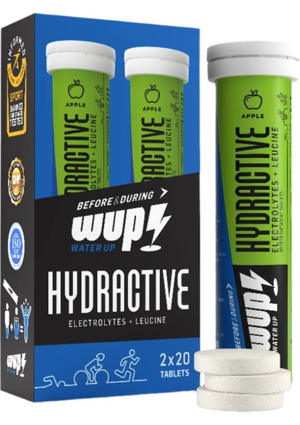 Wup Hydractive Elektrolit ve Lösinli Efervesan Tablet Elmalı Ikili (2X20 Tablet)
