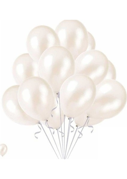 Metalik Balon Beyaz 10 Adet
