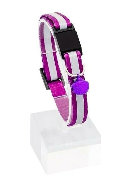 Pettagart Güvenlik Kilitli Reflektörlü Ayarlanabilir Lila Kedi Boyun Tasması 22-30 cm - Petshopundan