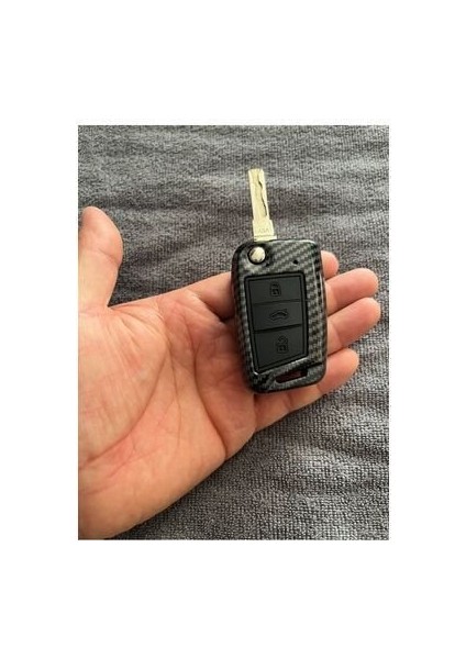 Golf 7 Polo Taigo T-Roc Tiguan Caddy Karbon Anahtar Kılıfı 2.resime Bakınız