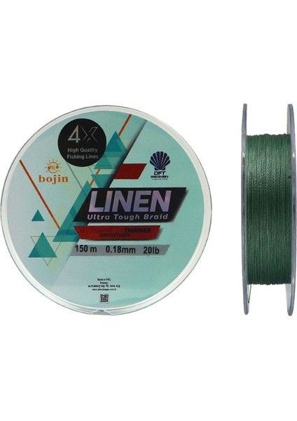 Bojin 4x Linen 150mt Yeşil Ip Misina 0.18mm