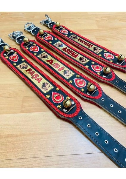İsteğinize Özel İsimli Kangal Köpek Tasması Hakiki Deri Zilli