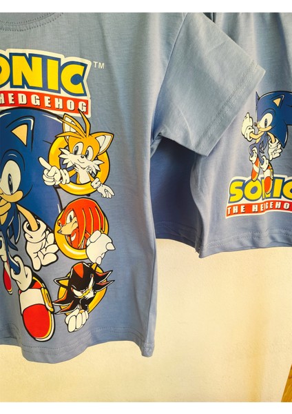 Erkek Çocuk Sonic Desenli Şortlu Takım