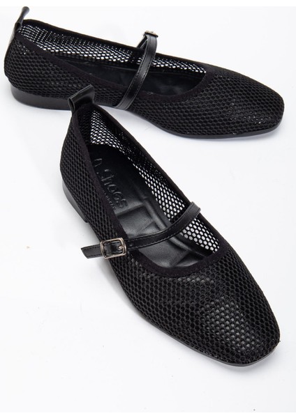 Luan Siyah Kadın Fileli Tek Bantlı Rahat Ergonomik Babet Yumuşak Taban fiyatları