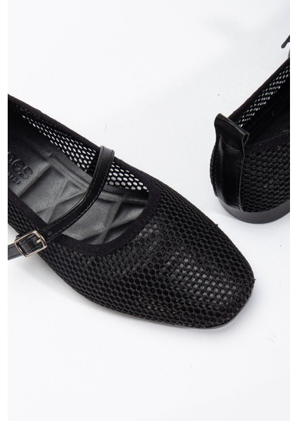 Luan Siyah Kadın Fileli Tek Bantlı Rahat Ergonomik Babet Yumuşak Taban modelleri