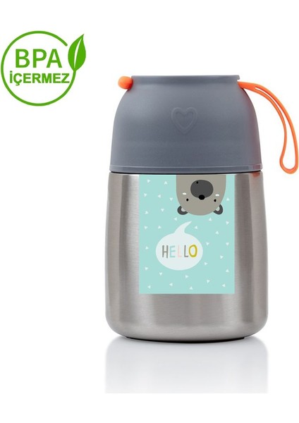 Ayı 450ML Bebek Mama Saklama Termosu Vakumlu Çift Taraflı Termos