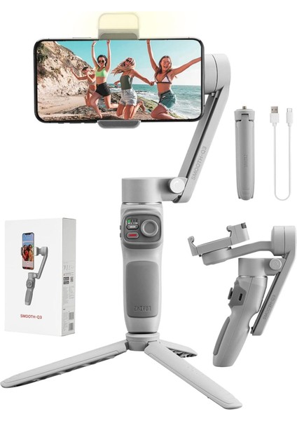 Akıllı Telefon Gimbal Sabitleyici Elde Taşınabilir 3 Eksenli LED Dolgu Işığı Tutacağı