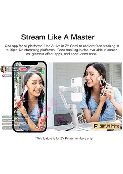 Akıllı Telefon Gimbal Sabitleyici Elde Taşınabilir 3 Eksenli LED Dolgu Işığı Tutacağı
