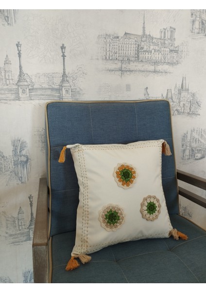 Örgü Motifli Yastık - Çok Renkli - Organik & El Yapımı