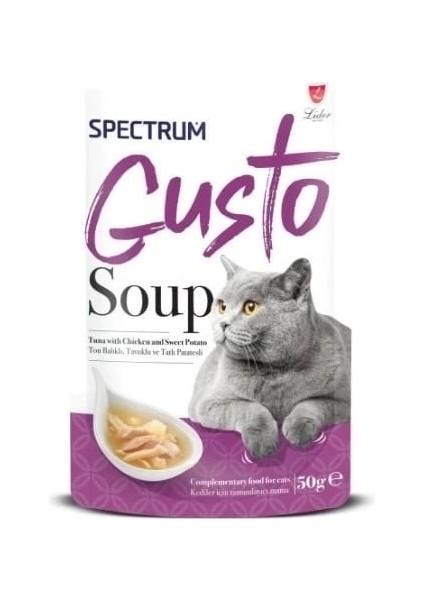 Spectrum Gusto Soup Ton Balıklı Tavuklu ve Tatlı Patatesli Kedi Çorbası 50 gr