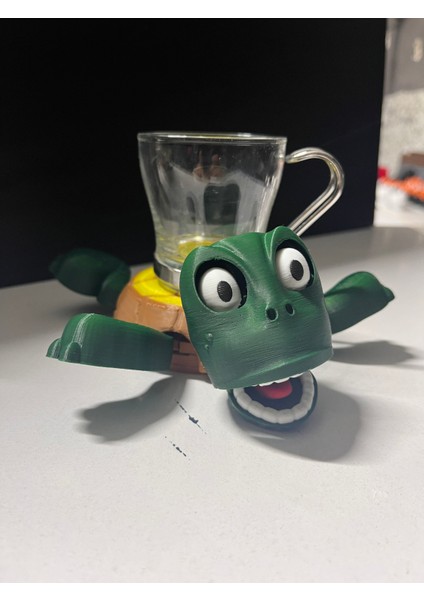 Sevimli Kaplumbağa Şeklinde 3D Tasarım Bardak Altlığı | Eğlenceli Dekoratif Bardaklık