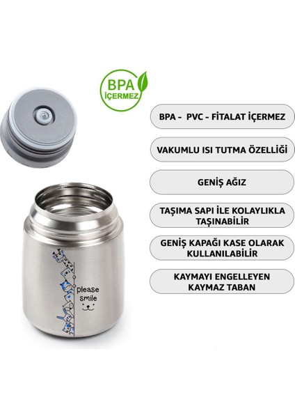 Mavi Hayvan 450ML Bebek Mama Saklama Termosu Vakumlu Çift Taraflı Termos modelleri