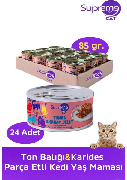 Ton Balığı & Karides Parça Etli Konserve Kedi Yaş Maması 85 gr