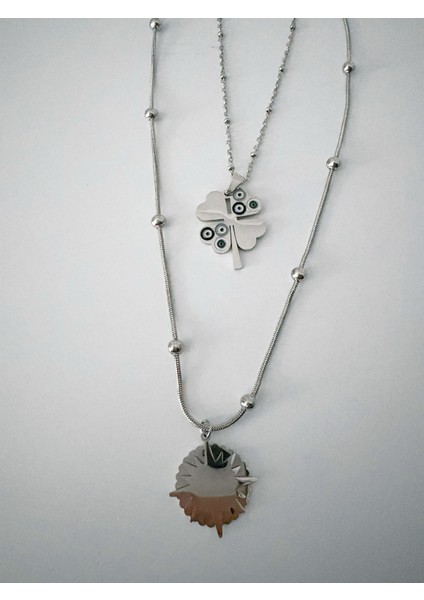 Ikili Yonca Detaylı Celik Kolye fiyatları