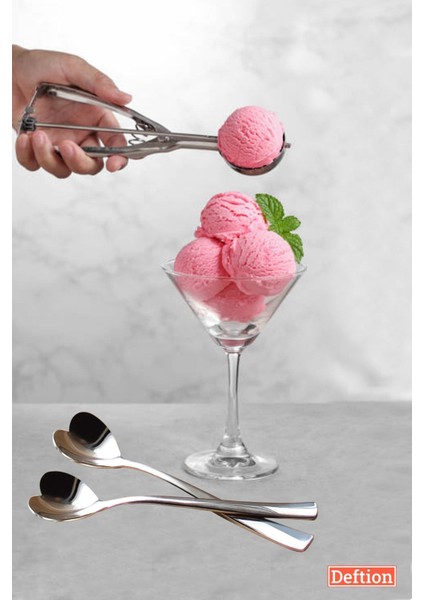 7li Çelik Dondurma Seti Bas Bırak Dondurma Koyma Alma Aleti Kaşığı Kepçesi ve 6 Kalpli Uzun Kaşık fiyatları