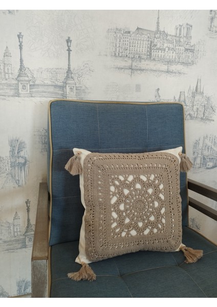 Örgü Motifli Yastık - Haki - Organik & El Yapımı