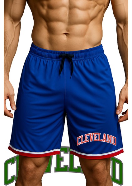 Cepli Cleveland Baskılı Basketbol Şortu Spor Şort