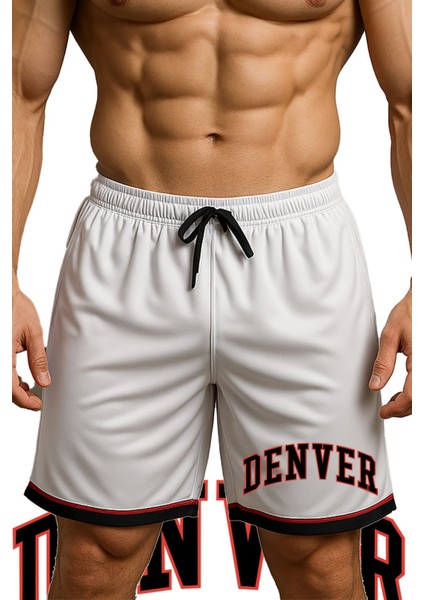 Cepli Denver Baskılı Basketbol Şortu Spor Şort