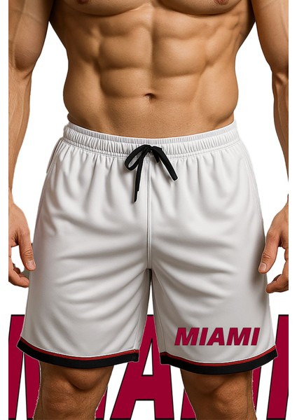 Cepli Miami Baskılı Basketbol Şortu Spor Şort