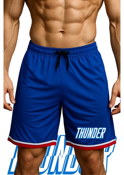 Cepli Thunder Baskılı Basketbol Şortu Spor Şort