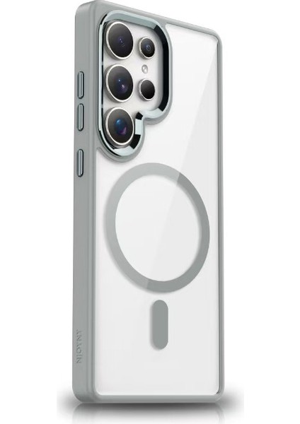 Samsung Galaxy S25 Ultra ile Uyumlu Kılıf Gri Delexo Kablosuz Şarj Özellikli Kapak (Samsung Galaxy S25 Ultra ile Uyumlu, Gri)