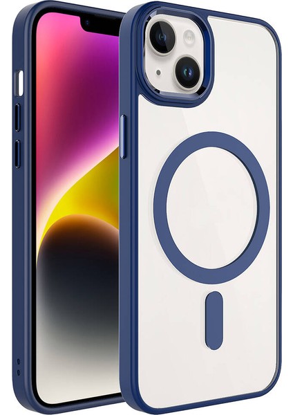 Apple iPhone 13 ile Uyumlu Kılıf Lacivert Delexo Kablosuz Şarj Özellikli Kapak (Apple iPhone 13 ile Uyumlu, Lacivert)