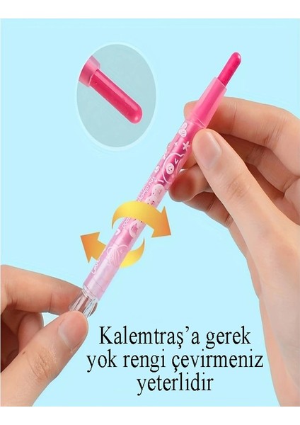 Çevirmeli 12 Li Mum Boya Uzun 1 Paket Mikro 12 Renk Çevirmeli Mum Boya Pastel Silinebilir Mum Boya Tam Boy modelleri