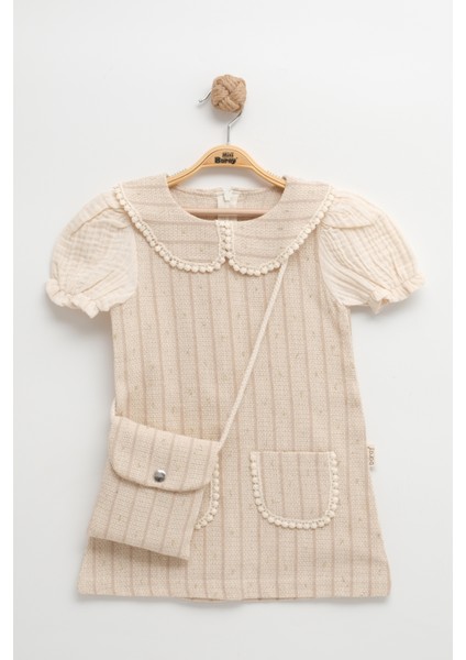 Çantalı Cepli Çizgili Yazlık Pamuklu Kız Elbise