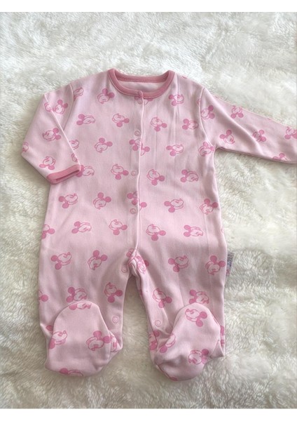 Kız Bebek %100 Pamuk Minnie Mouse Desenli 3-6 -9 Ay Tulum